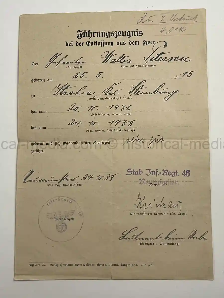 WEHRPASS – WALTER PETERSEN – 30. INFANTERIE-DIVISION – POLAND CAMPAIGN WIA + SIGNALS SERVICE - DENMARK & NORWAY - NARVIK