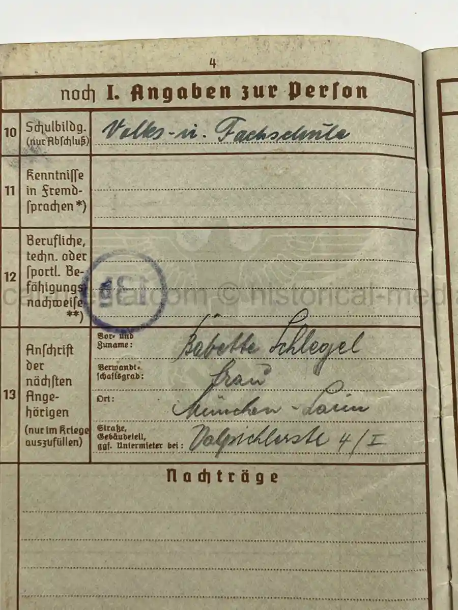 WEHRPASS & KENNKARTE GROUP – GOTTFRIED SCHLEGEL – 1. GEBIRGS-DIVISION - POLAND CAMPAIGN