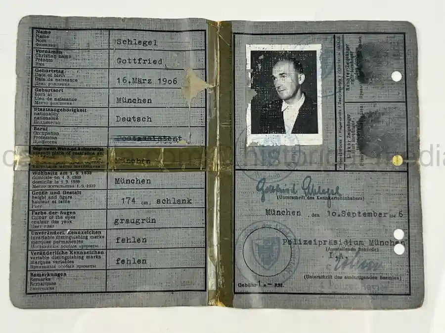 WEHRPASS & KENNKARTE GROUP – GOTTFRIED SCHLEGEL – 1. GEBIRGS-DIVISION - POLAND CAMPAIGN