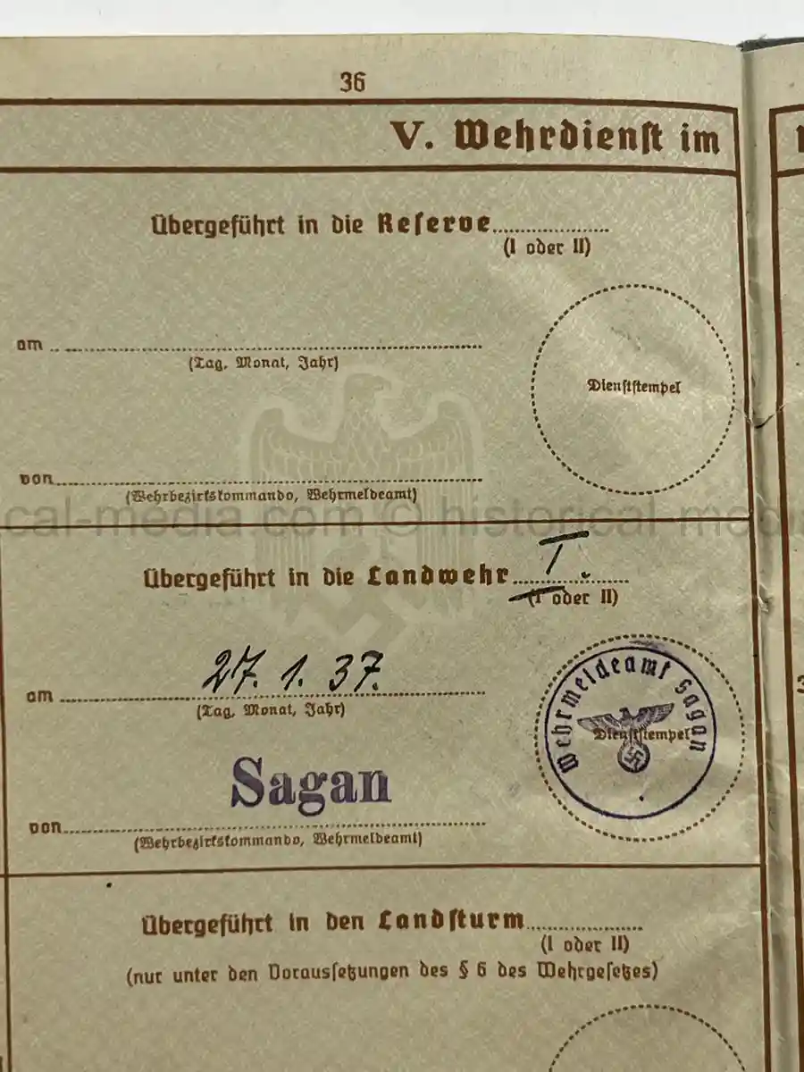 WEHRPASS – OTTO EDUARD REICHARDT – POLAND CAMPAIGN - VISTULA, MODLIN, WARSAW – STABSZAHLMEISTER