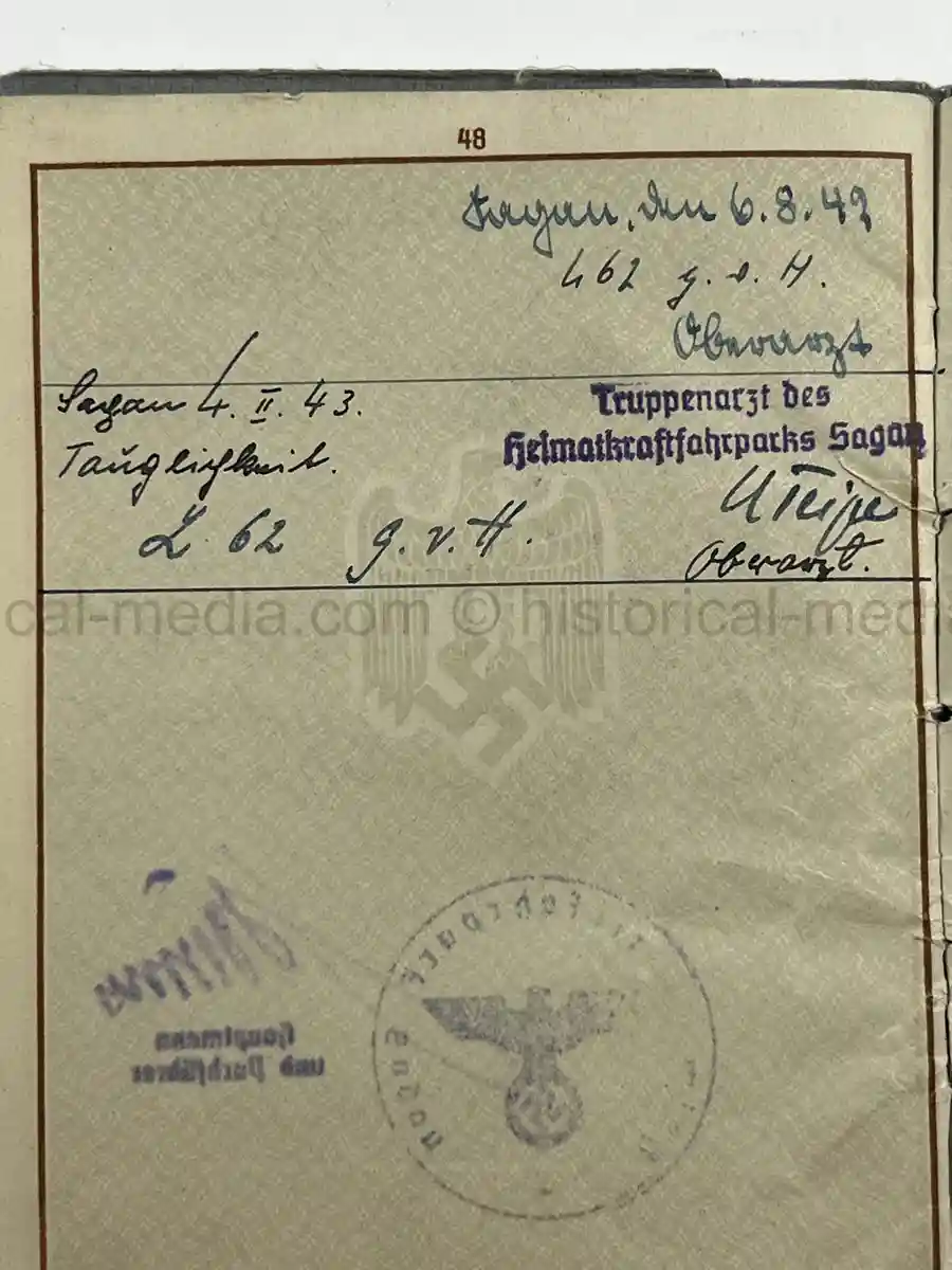 WEHRPASS – OTTO EDUARD REICHARDT – POLAND CAMPAIGN - VISTULA, MODLIN, WARSAW – STABSZAHLMEISTER