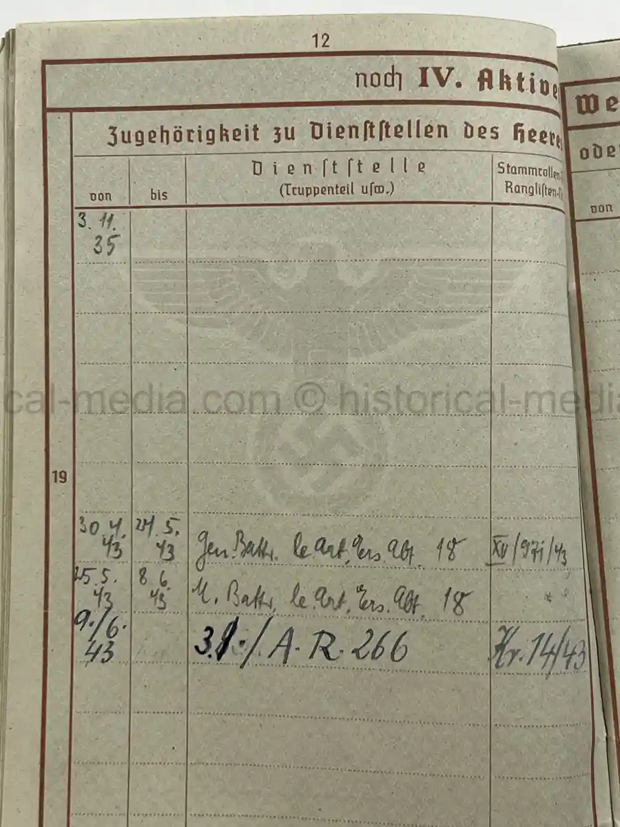 WEHRPASS – KARL MAX GUSTAV DALITZ – 266. INFANTERIE-DIVISION – POLAND, FRANCE - EK1 AWARD FOR NORMANDY