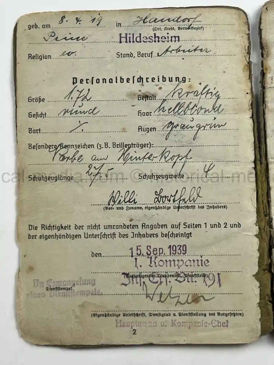 STURMGESCHÜTZ SOLDBUCH – WILLI BORTFELD – EASTERN FRONT / LATE WAR SERVICE – FALLSCHIRMJÄGER KNIFE - SCHWERES GRANATWERFER-BATAILLON 18