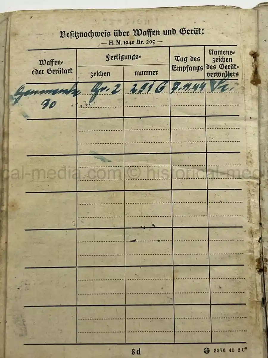 STURMGESCHÜTZ SOLDBUCH – WILLI BORTFELD – EASTERN FRONT / LATE WAR SERVICE – FALLSCHIRMJÄGER KNIFE - SCHWERES GRANATWERFER-BATAILLON 18