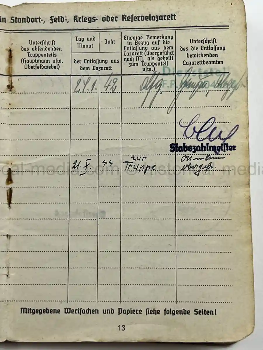 STURMGESCHÜTZ SOLDBUCH – WILLI BORTFELD – EASTERN FRONT / LATE WAR SERVICE – FALLSCHIRMJÄGER KNIFE - SCHWERES GRANATWERFER-BATAILLON 18