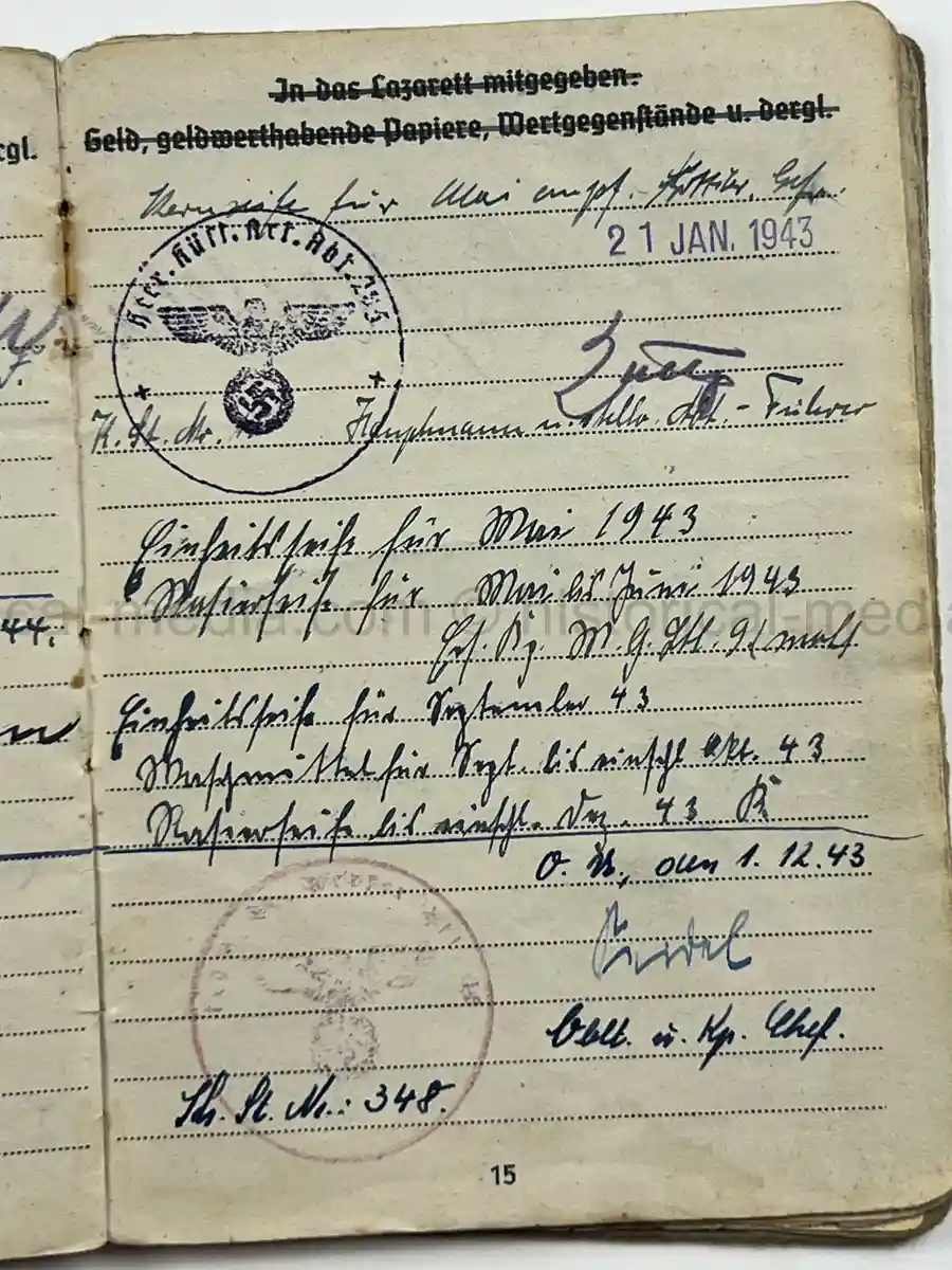 STURMGESCHÜTZ SOLDBUCH – WILLI BORTFELD – EASTERN FRONT / LATE WAR SERVICE – FALLSCHIRMJÄGER KNIFE - SCHWERES GRANATWERFER-BATAILLON 18