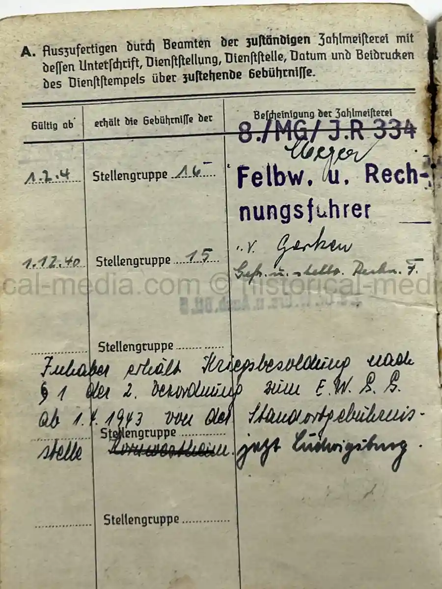 STURMGESCHÜTZ SOLDBUCH – WILLI BORTFELD – EASTERN FRONT / LATE WAR SERVICE – FALLSCHIRMJÄGER KNIFE - SCHWERES GRANATWERFER-BATAILLON 18