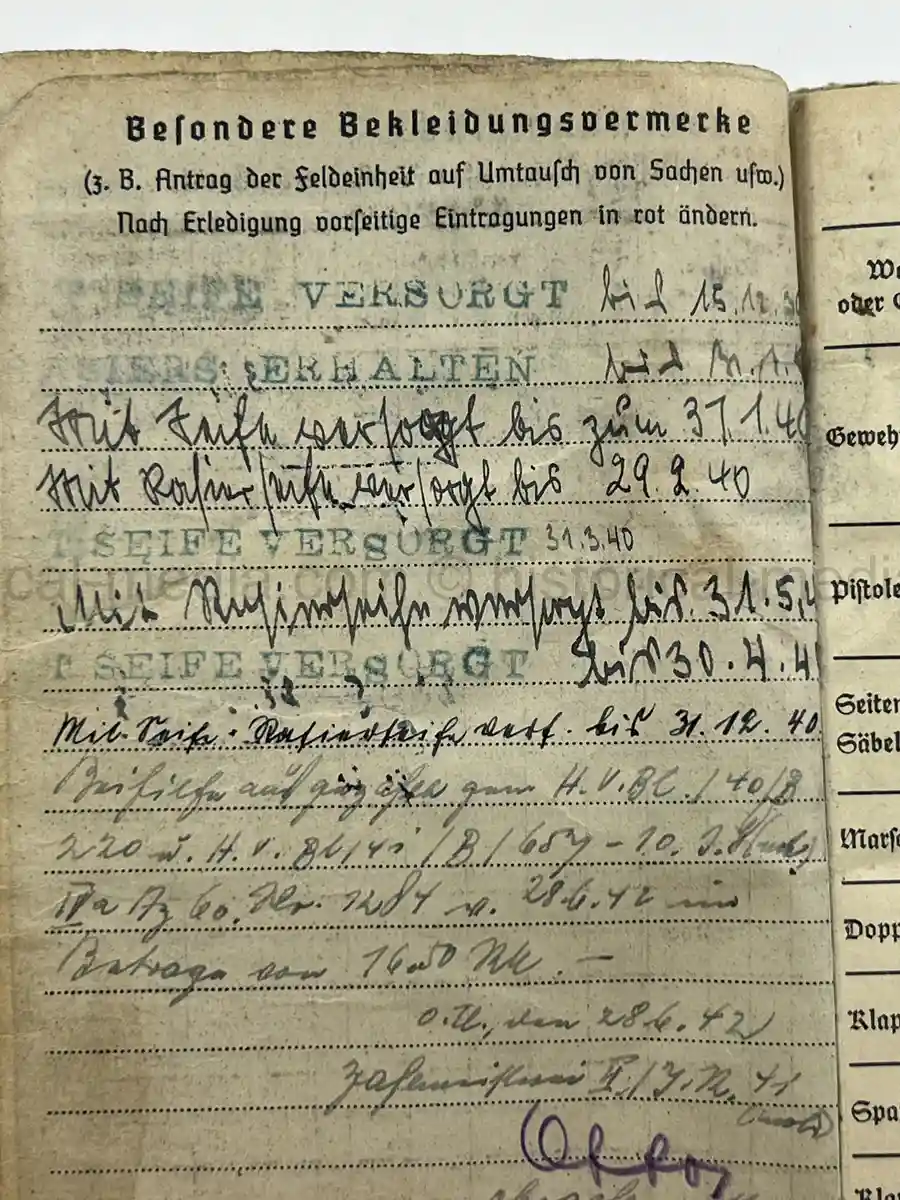 WWII GERMAN HEER SOLDBUCH – JOHANN WEIG – STABSGEFREITER – GREN. RGT. 41 (MOT.) – 10. INFANTERIE DIVISION - EASTERN FRONT & WESTFELDZUG – INFANTRY ASSAULT BADGE