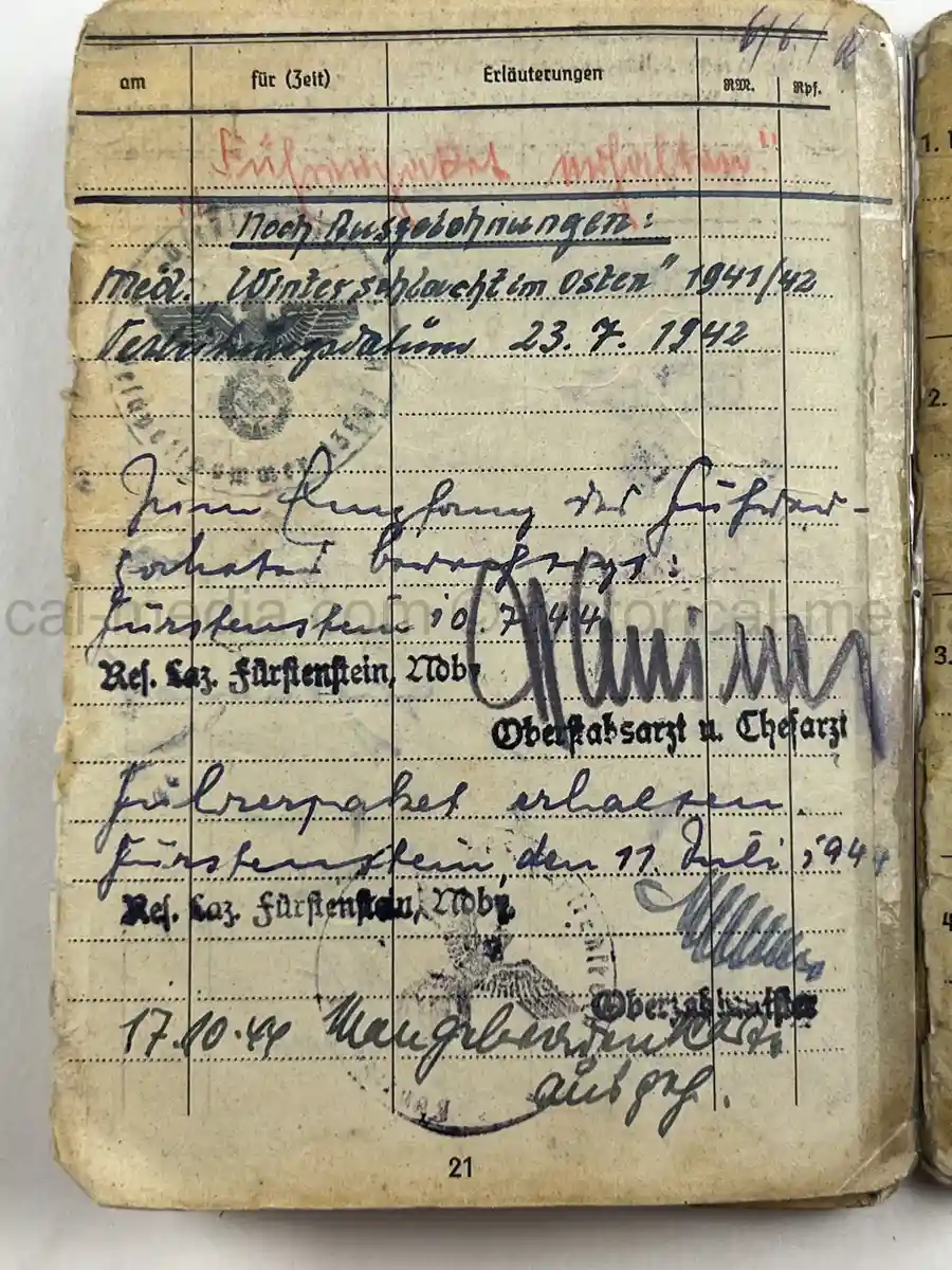 WWII GERMAN HEER SOLDBUCH – JOHANN WEIG – STABSGEFREITER – GREN. RGT. 41 (MOT.) – 10. INFANTERIE DIVISION - EASTERN FRONT & WESTFELDZUG – INFANTRY ASSAULT BADGE