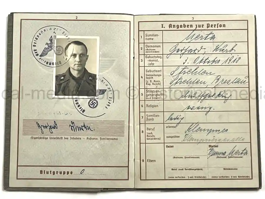 WEHRPASS – GERHARD MERTA – UNTEROFFIZIER – PANZERJÄGER ABT. 298 - SCHNELL ABT. 387 – WESTFELDZUG & EASTERN FRONT – KIA 1943