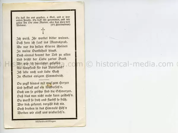 DEATH NOTICE OF A U-BOAT SAILOR