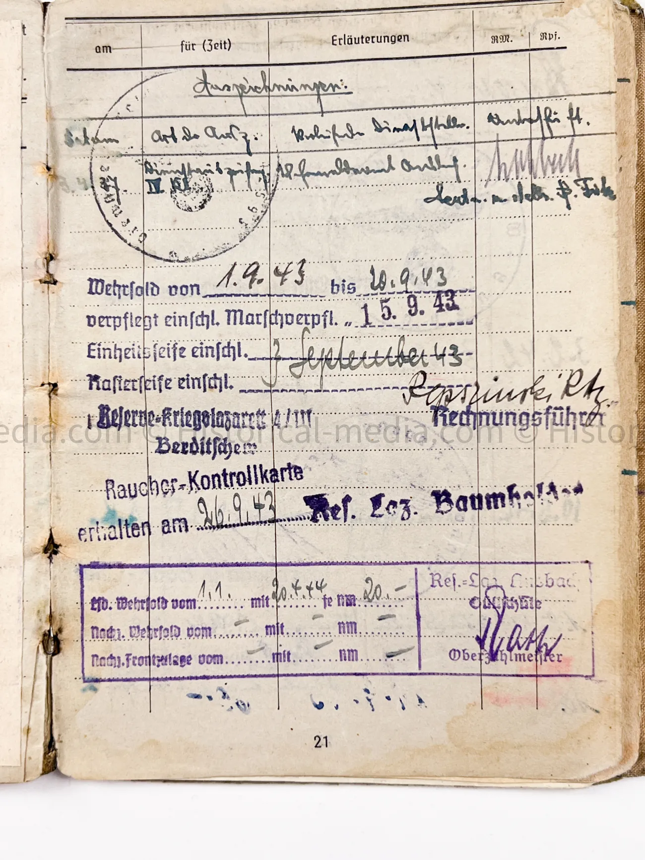 HEER STURMGESCHÜTZ SOLDBUCH - LEUTNANT - EK1 - 1./STURMGESCHÜTZ ABTEILUNG 209