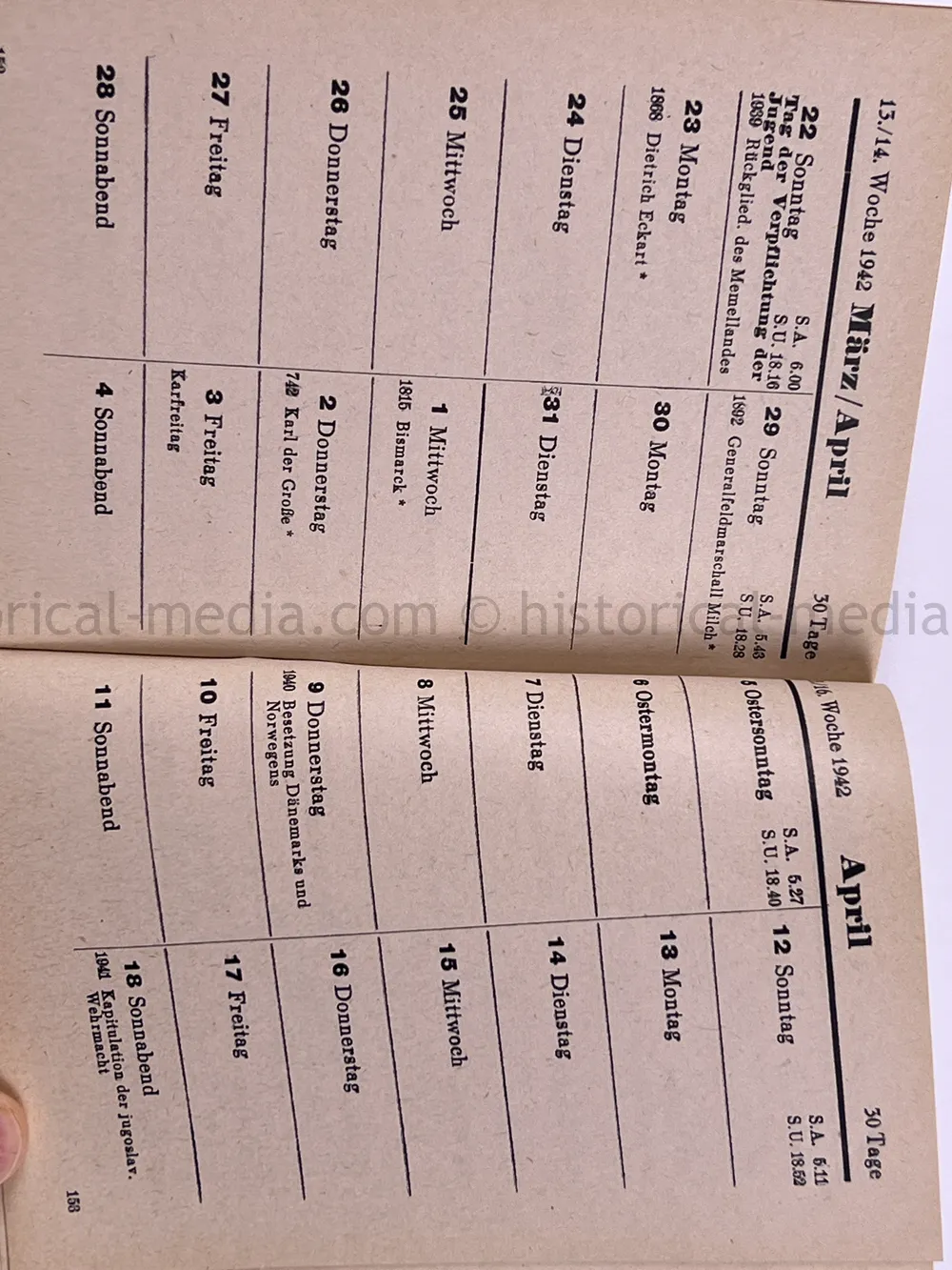 LUFTWAFFE 1942 TASCHENKALENDER