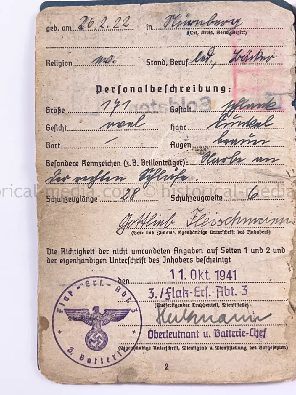 LUFTWAFFE SOLDBUCH - LUFTWAFFEN FELD DIVISION 14 - NORWAY, DENMARK