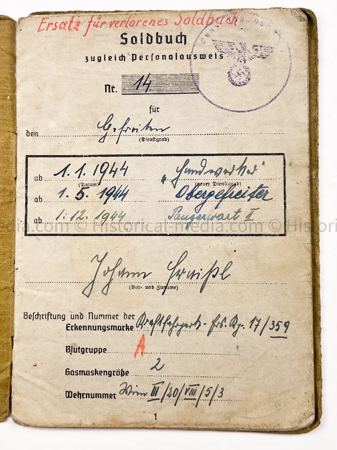 HEER SOLDBUCH - PANZER JÄGER ABTEILUNG 100 - 100 JÁGER DIVISION - STALINGRAD