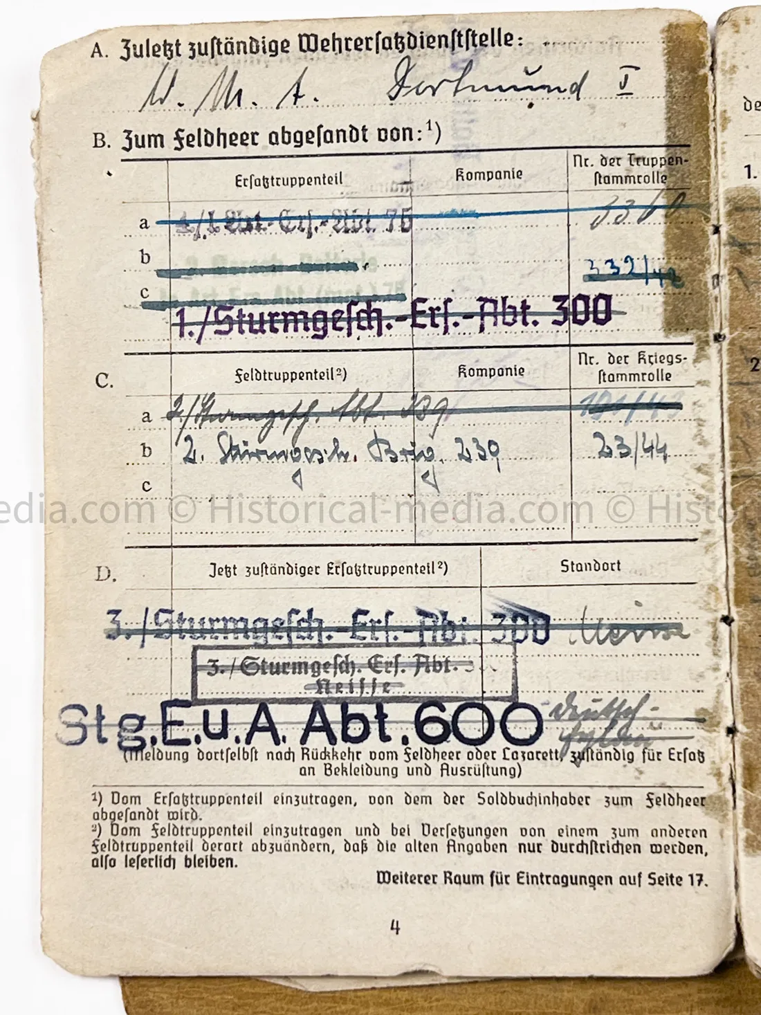 HEER SOLDBUCH - STURMGESCHÜTZ ABTEILUNG 239 - G43 RIFLE ENTRY
