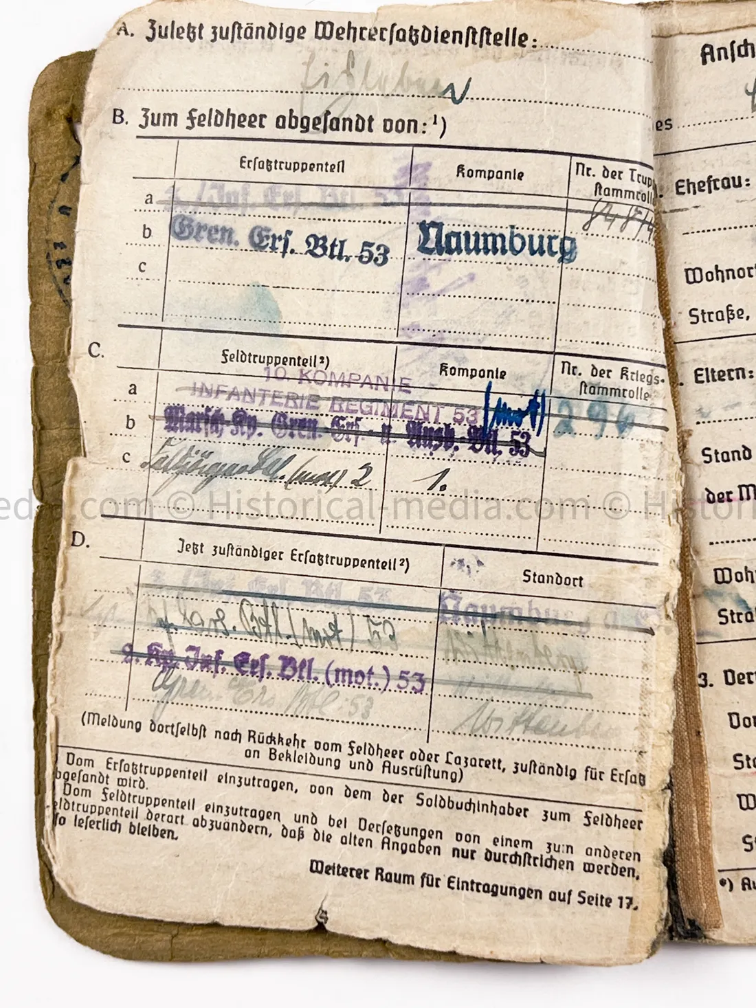 HEER SOLDBUCH - FELDJÄGER REGIMENT (MOT.) 2 - MILITARY POLICE - RARE!