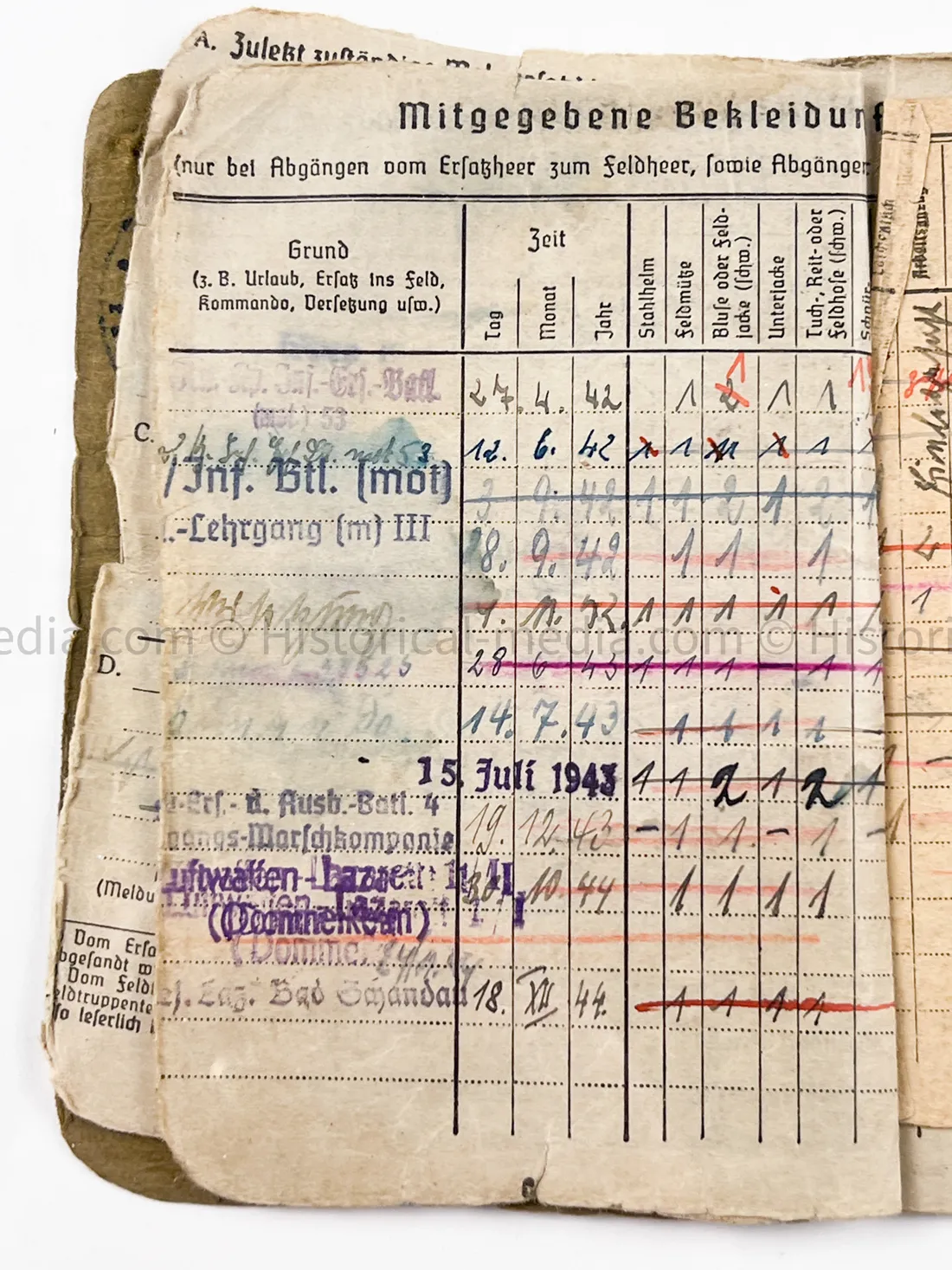 HEER SOLDBUCH - FELDJÄGER REGIMENT (MOT.) 2 - MILITARY POLICE - RARE!