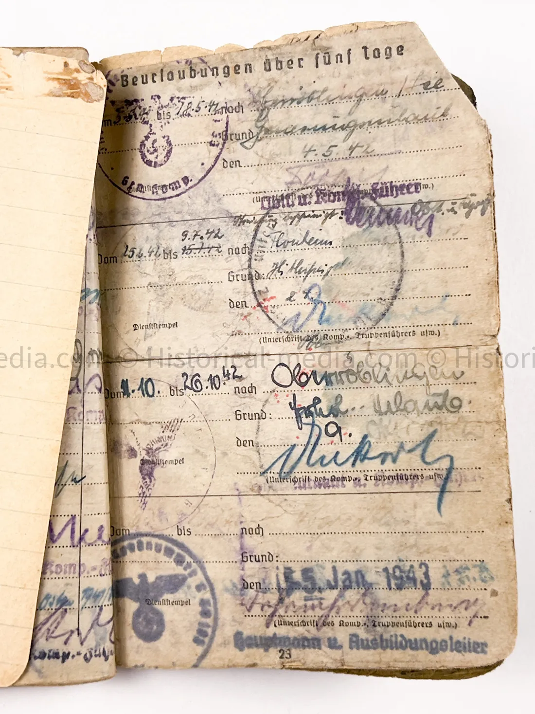 HEER SOLDBUCH - FELDJÄGER REGIMENT (MOT.) 2 - MILITARY POLICE - RARE!