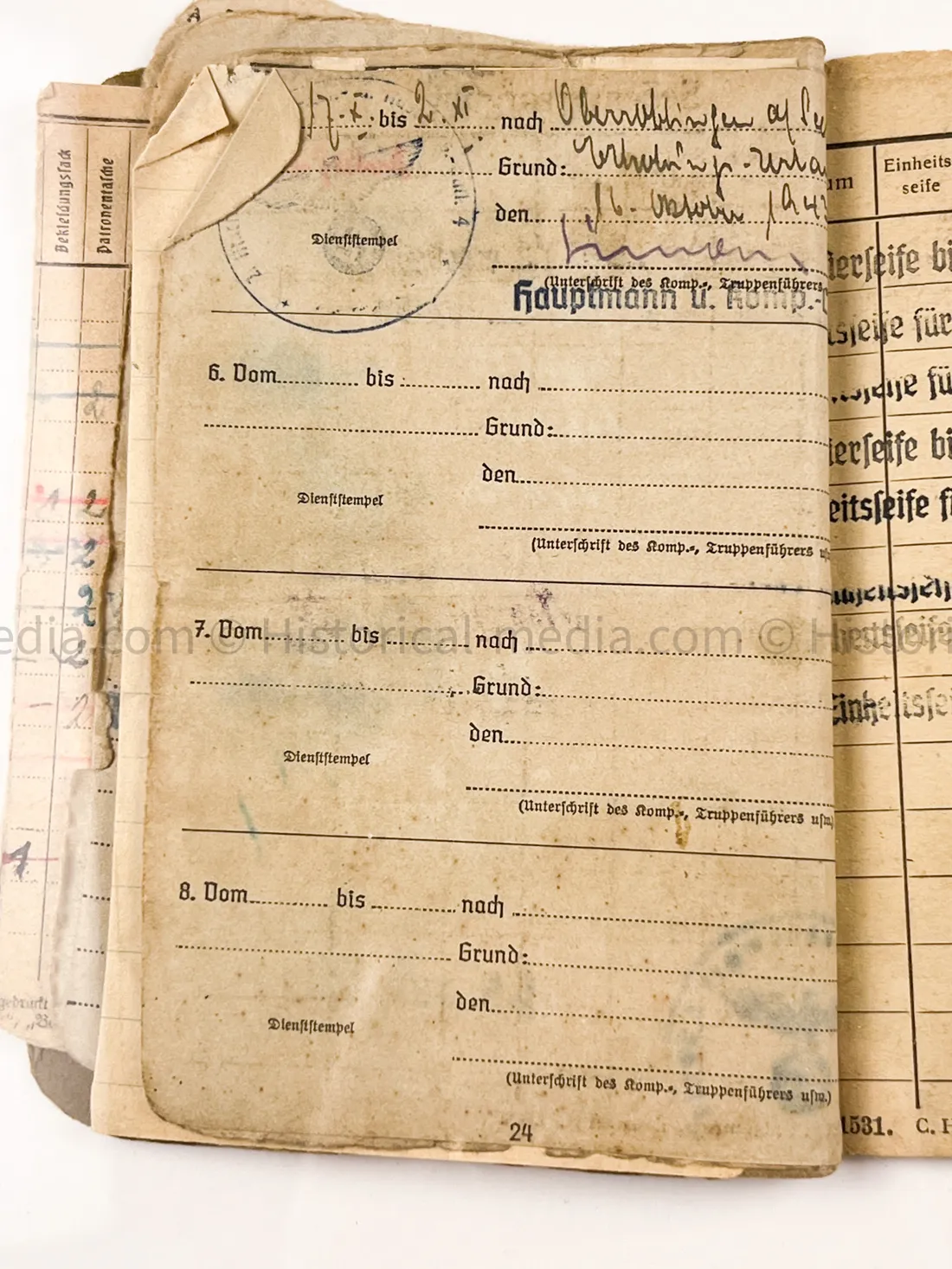 HEER SOLDBUCH - FELDJÄGER REGIMENT (MOT.) 2 - MILITARY POLICE - RARE!