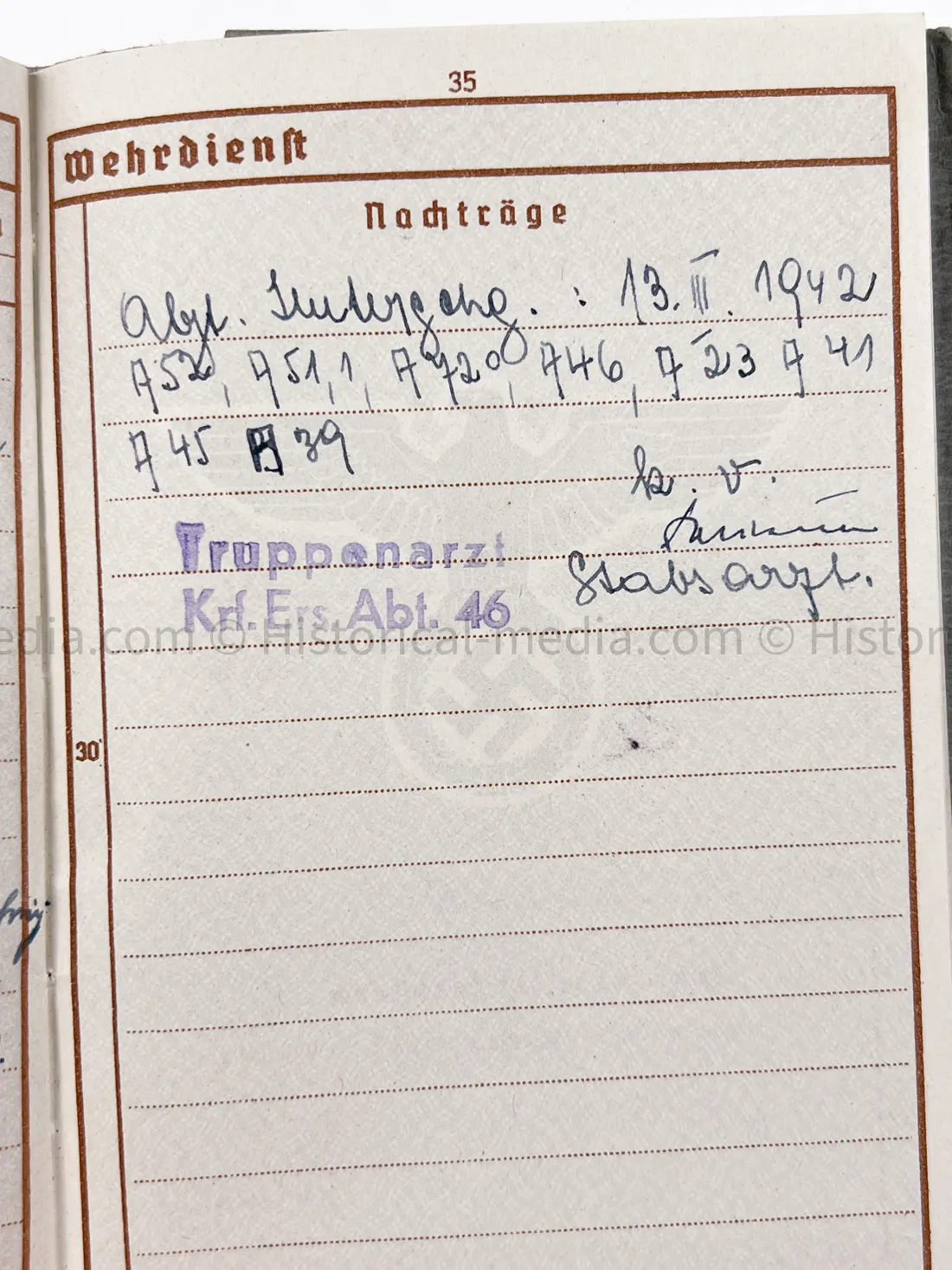 HEER WEHRPASS - STURMGESCHÜTZ BATTERIE 659 & 287 - KIA RUSSIA