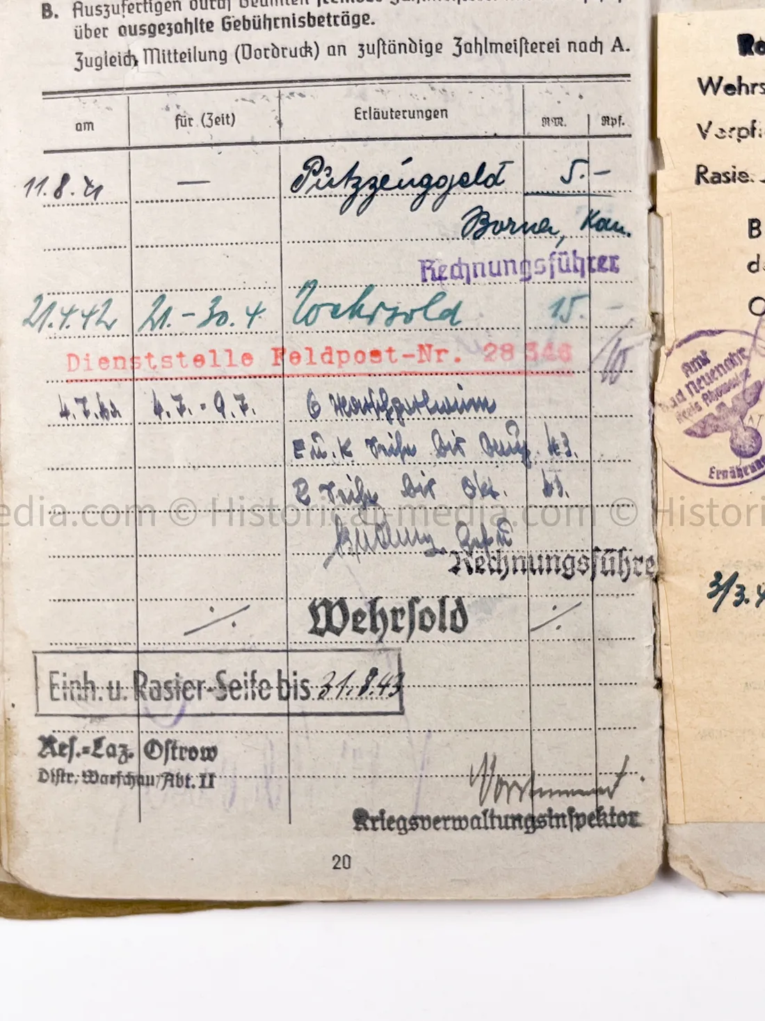 HEER OFFICER SOLDBUCH & AWARD DOCUMENT GROUPING - STURMGESCHÜTZ BATTERIE 667 - GOLD WOUND BADGE