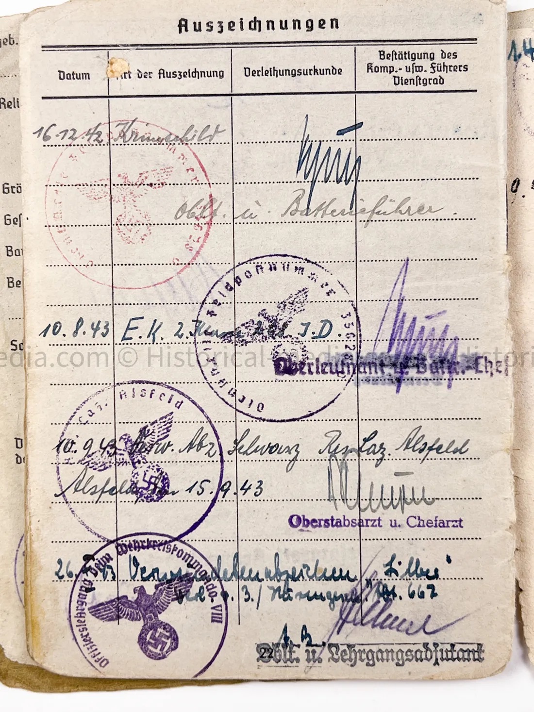 HEER OFFICER SOLDBUCH & AWARD DOCUMENT GROUPING - STURMGESCHÜTZ BATTERIE 667 - GOLD WOUND BADGE