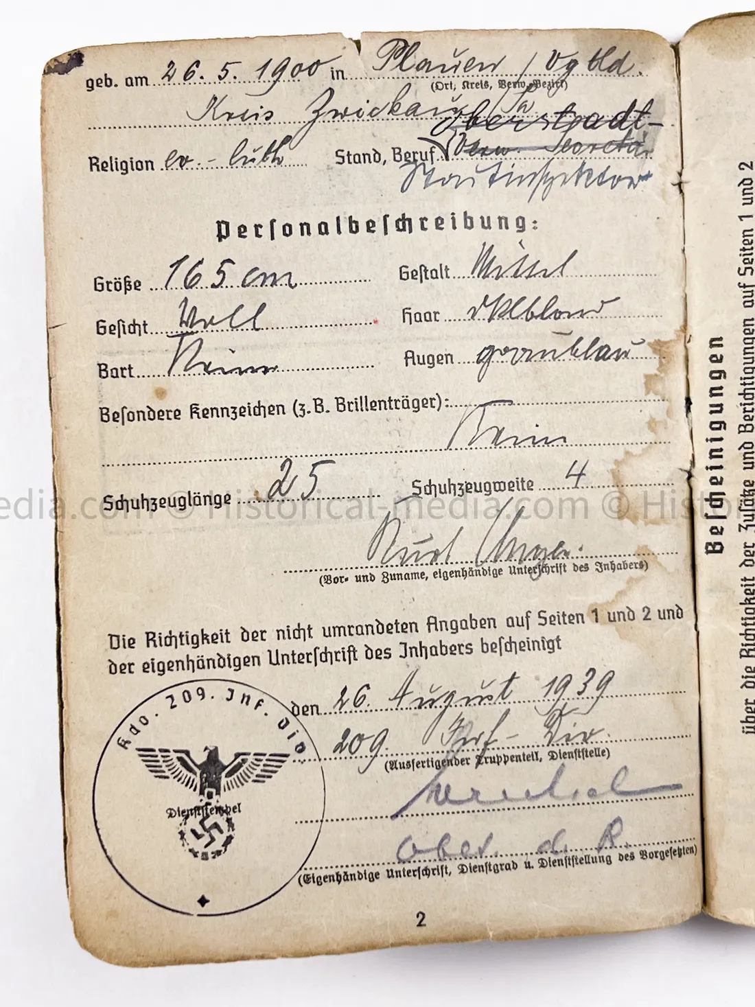 HEER SOLDBUCH - STABSZAHLMEISTER - ORTSKOMMANDANTUR I(V) 891