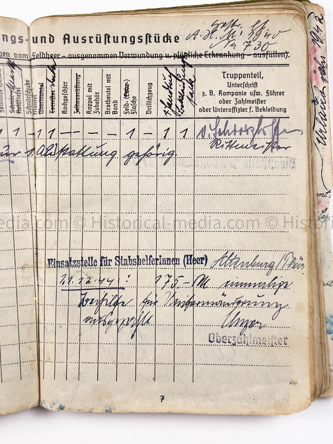 HEER SOLDBUCH - STABSZAHLMEISTER - ORTSKOMMANDANTUR I(V) 891