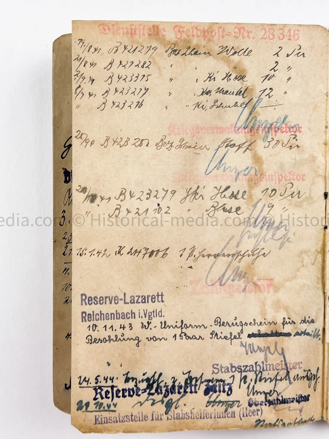 HEER SOLDBUCH - STABSZAHLMEISTER - ORTSKOMMANDANTUR I(V) 891