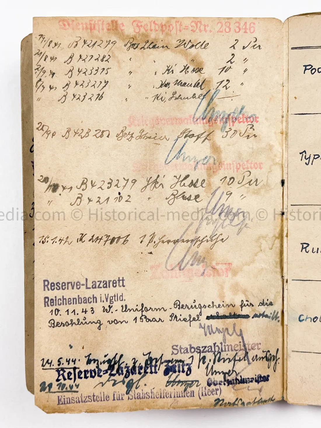 HEER SOLDBUCH - STABSZAHLMEISTER - ORTSKOMMANDANTUR I(V) 891