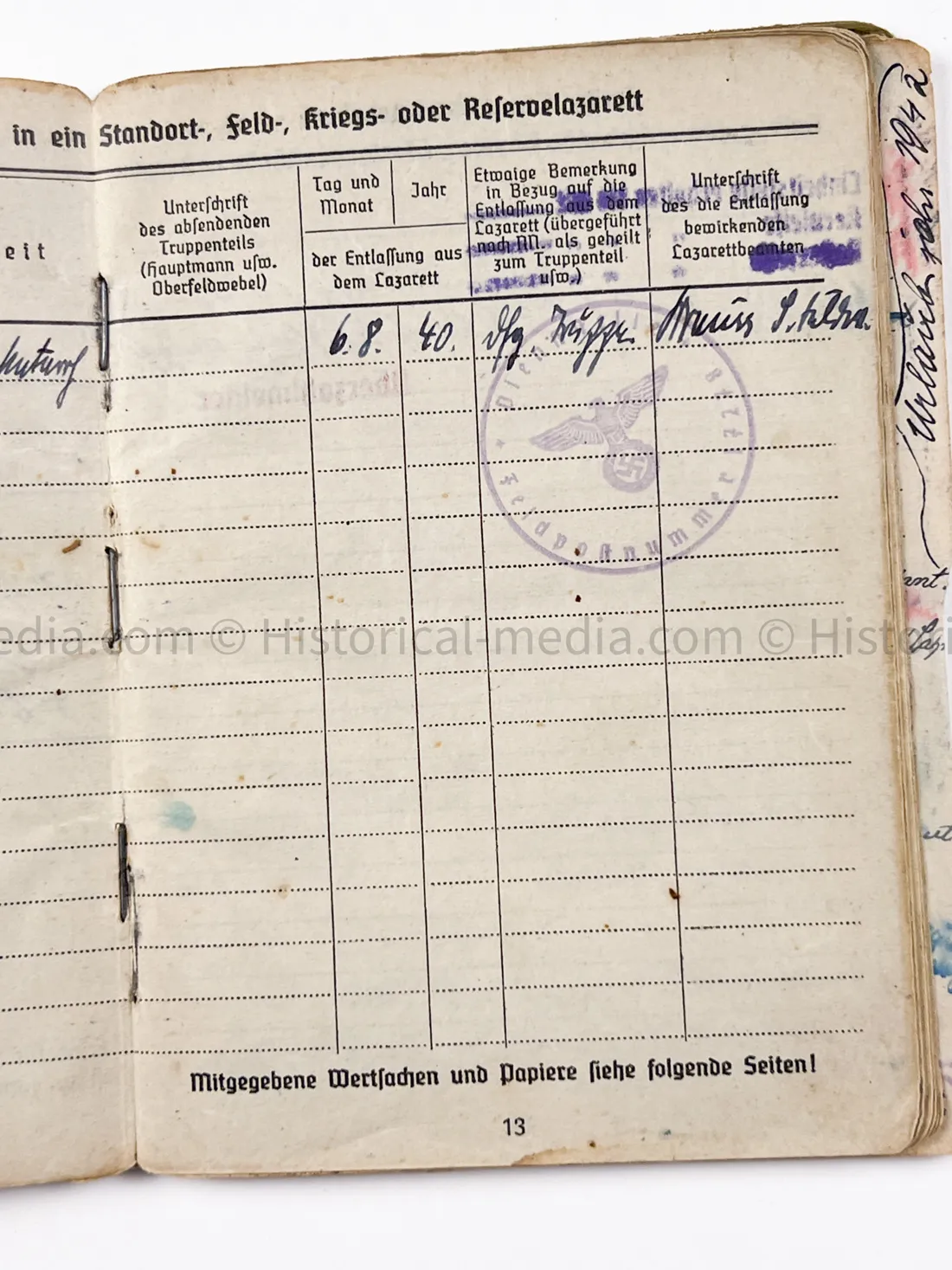 HEER SOLDBUCH - STABSZAHLMEISTER - ORTSKOMMANDANTUR I(V) 891