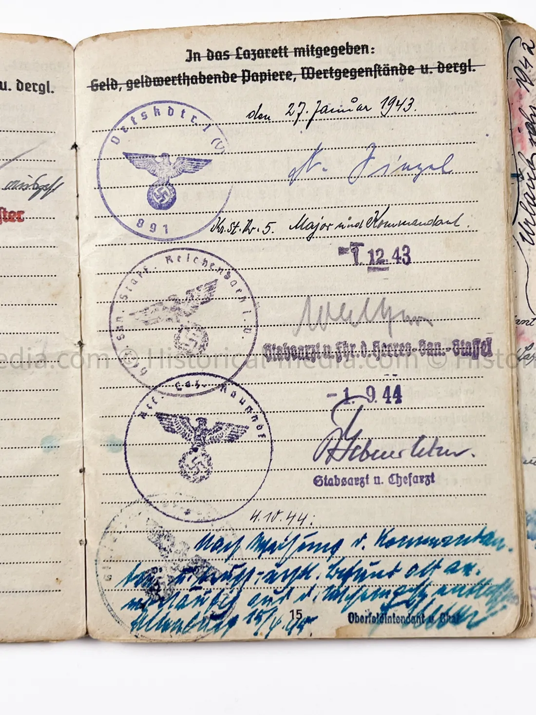 HEER SOLDBUCH - STABSZAHLMEISTER - ORTSKOMMANDANTUR I(V) 891