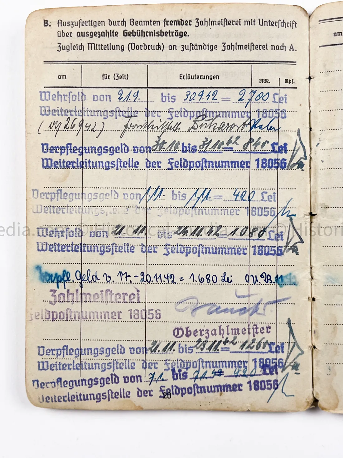 HEER SOLDBUCH - STABSZAHLMEISTER - ORTSKOMMANDANTUR I(V) 891