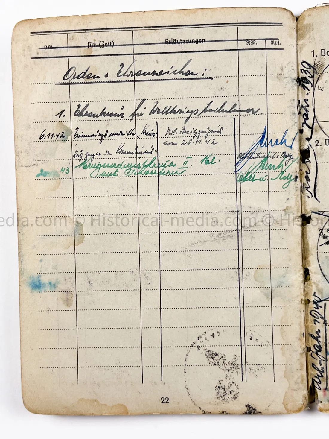 HEER SOLDBUCH - STABSZAHLMEISTER - ORTSKOMMANDANTUR I(V) 891