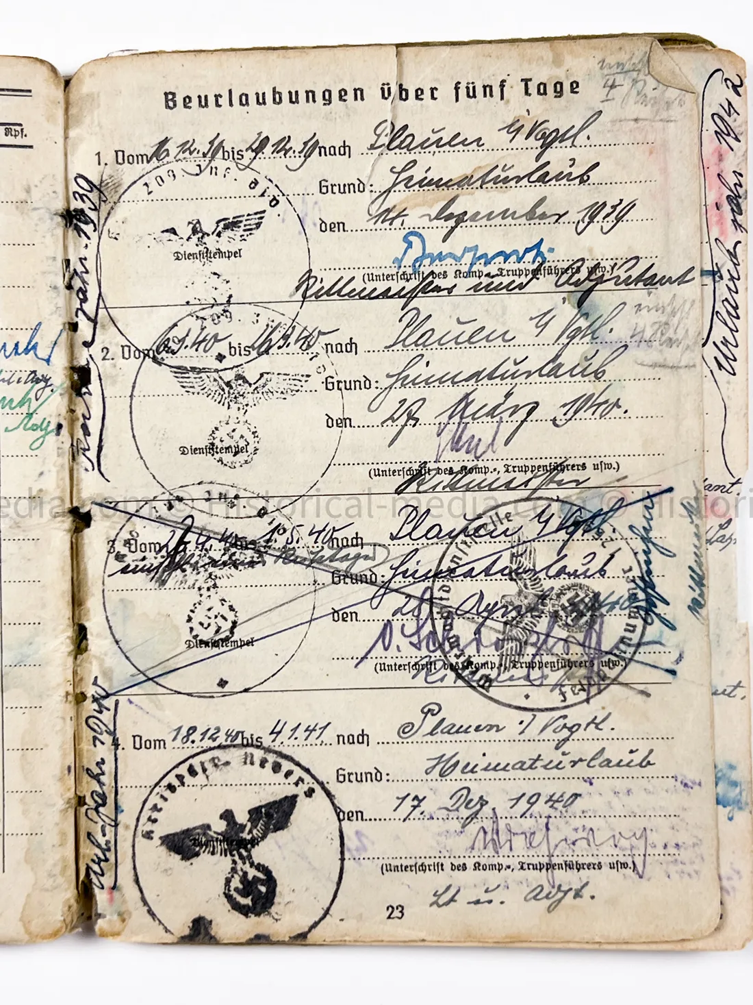 HEER SOLDBUCH - STABSZAHLMEISTER - ORTSKOMMANDANTUR I(V) 891