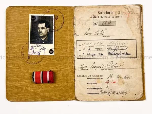 HEER SOLDBUCH - 4. LEICHTEN DIVISION - 9. PANZER DIVISION - POLAND CAMPAIGN EK2 AWARD