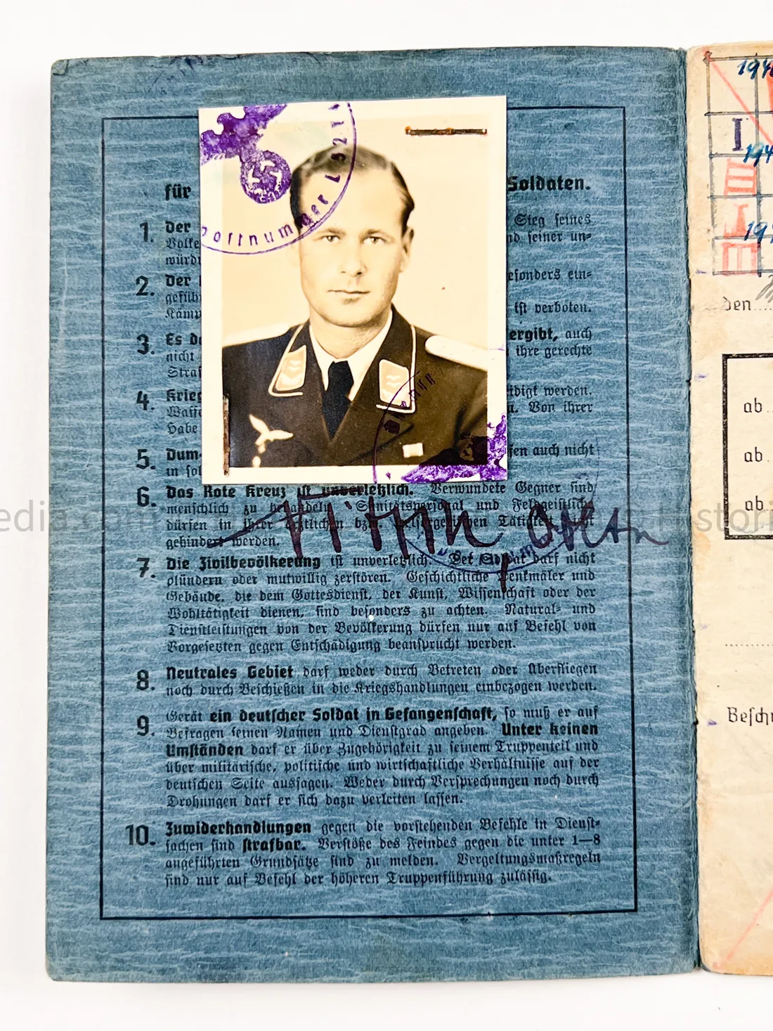 LUFTWAFFE OFFICER SOLDBUCH - FLAK ABTEILUNG Z.B.V. DANZIG - DANZIG KREUZ!