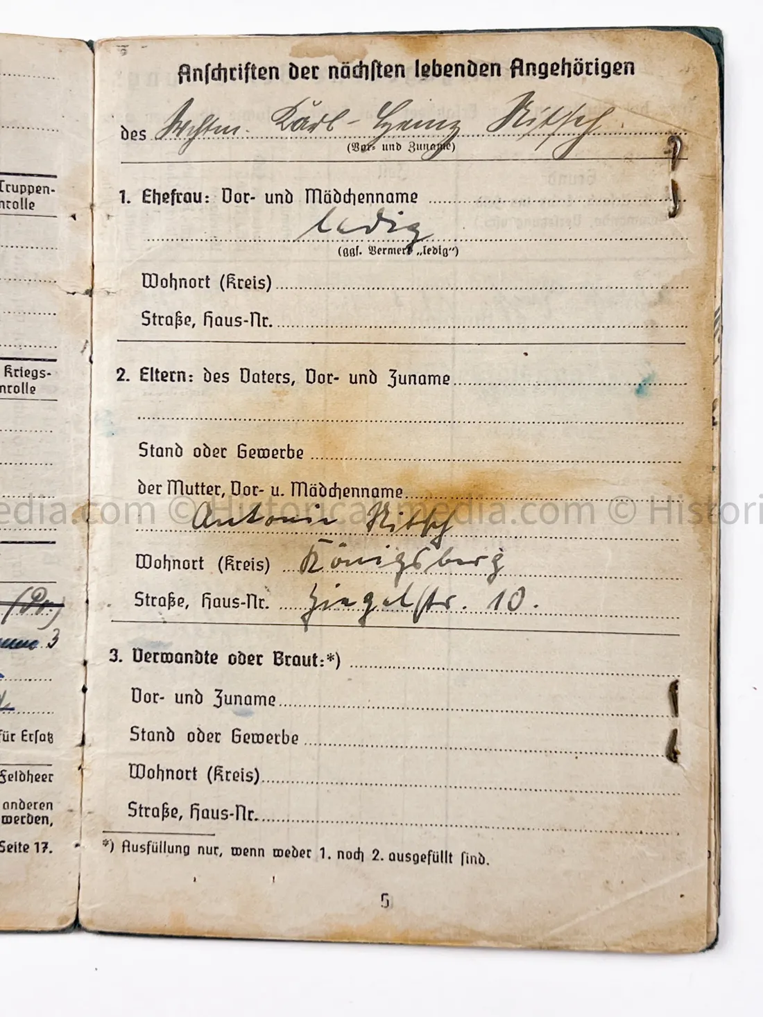 LUFTWAFFE OFFICER SOLDBUCH - FLAK ABTEILUNG Z.B.V. DANZIG - DANZIG KREUZ!