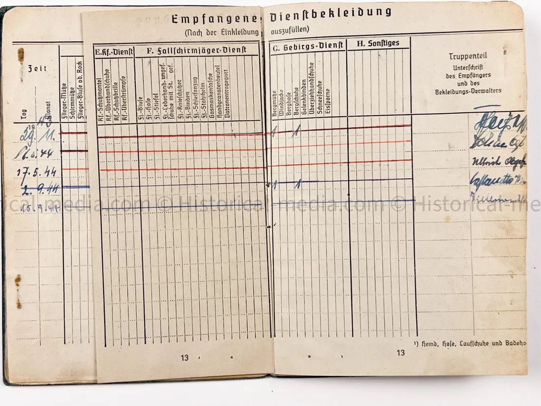 LUFTWAFFE OFFICER SOLDBUCH - FLAK ABTEILUNG Z.B.V. DANZIG - DANZIG KREUZ!