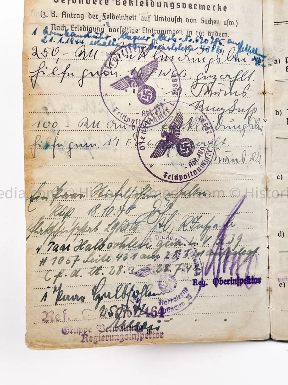 LUFTWAFFE OFFICER SOLDBUCH - FLAK ABTEILUNG Z.B.V. DANZIG - DANZIG KREUZ!