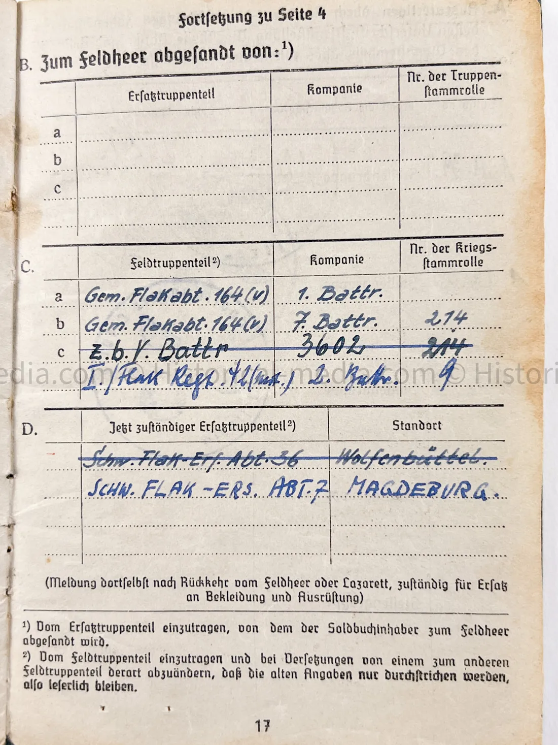 LUFTWAFFE OFFICER SOLDBUCH - FLAK ABTEILUNG Z.B.V. DANZIG - DANZIG KREUZ!