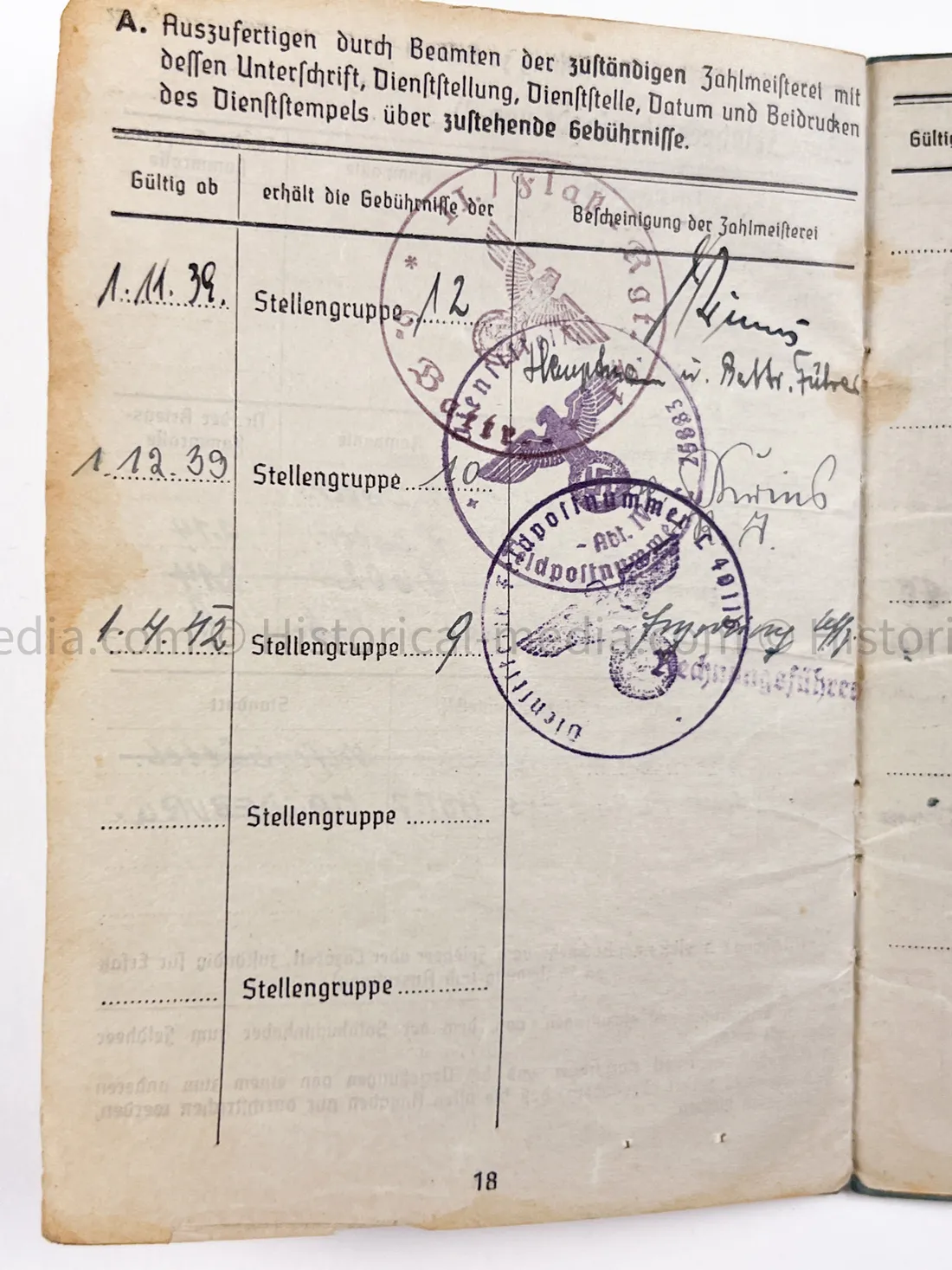 LUFTWAFFE OFFICER SOLDBUCH - FLAK ABTEILUNG Z.B.V. DANZIG - DANZIG KREUZ!