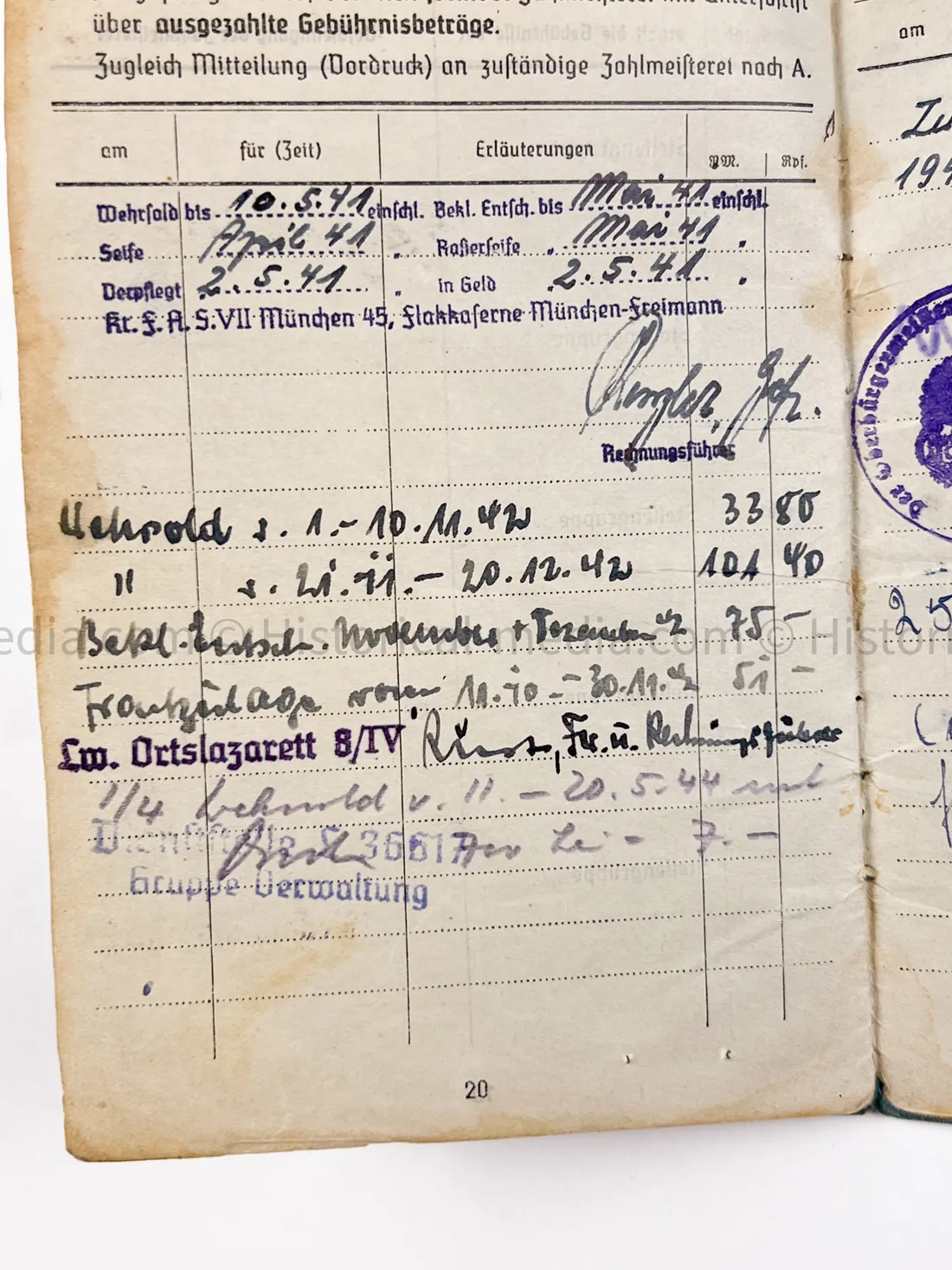 LUFTWAFFE OFFICER SOLDBUCH - FLAK ABTEILUNG Z.B.V. DANZIG - DANZIG KREUZ!