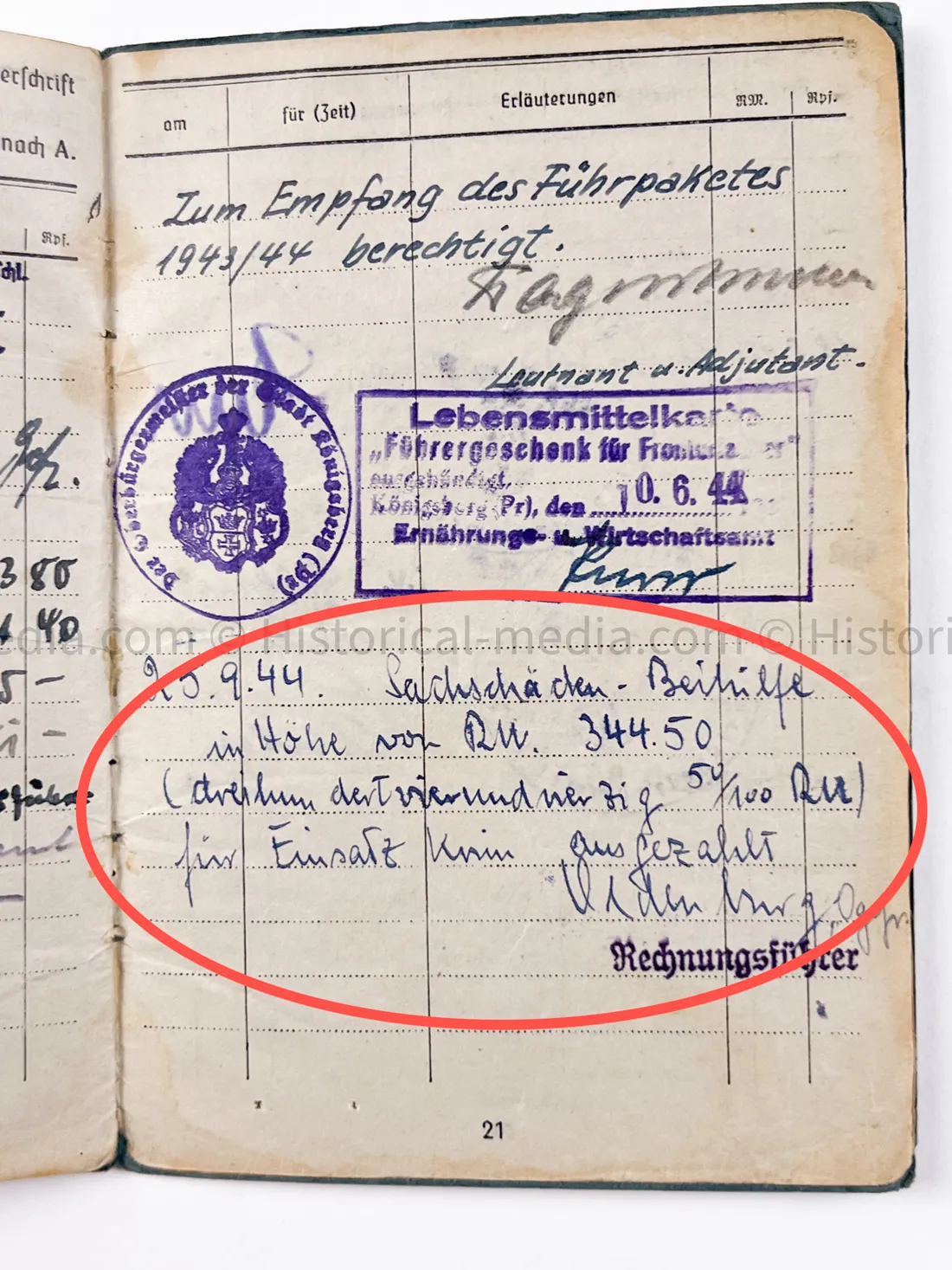 LUFTWAFFE OFFICER SOLDBUCH - FLAK ABTEILUNG Z.B.V. DANZIG - DANZIG KREUZ!