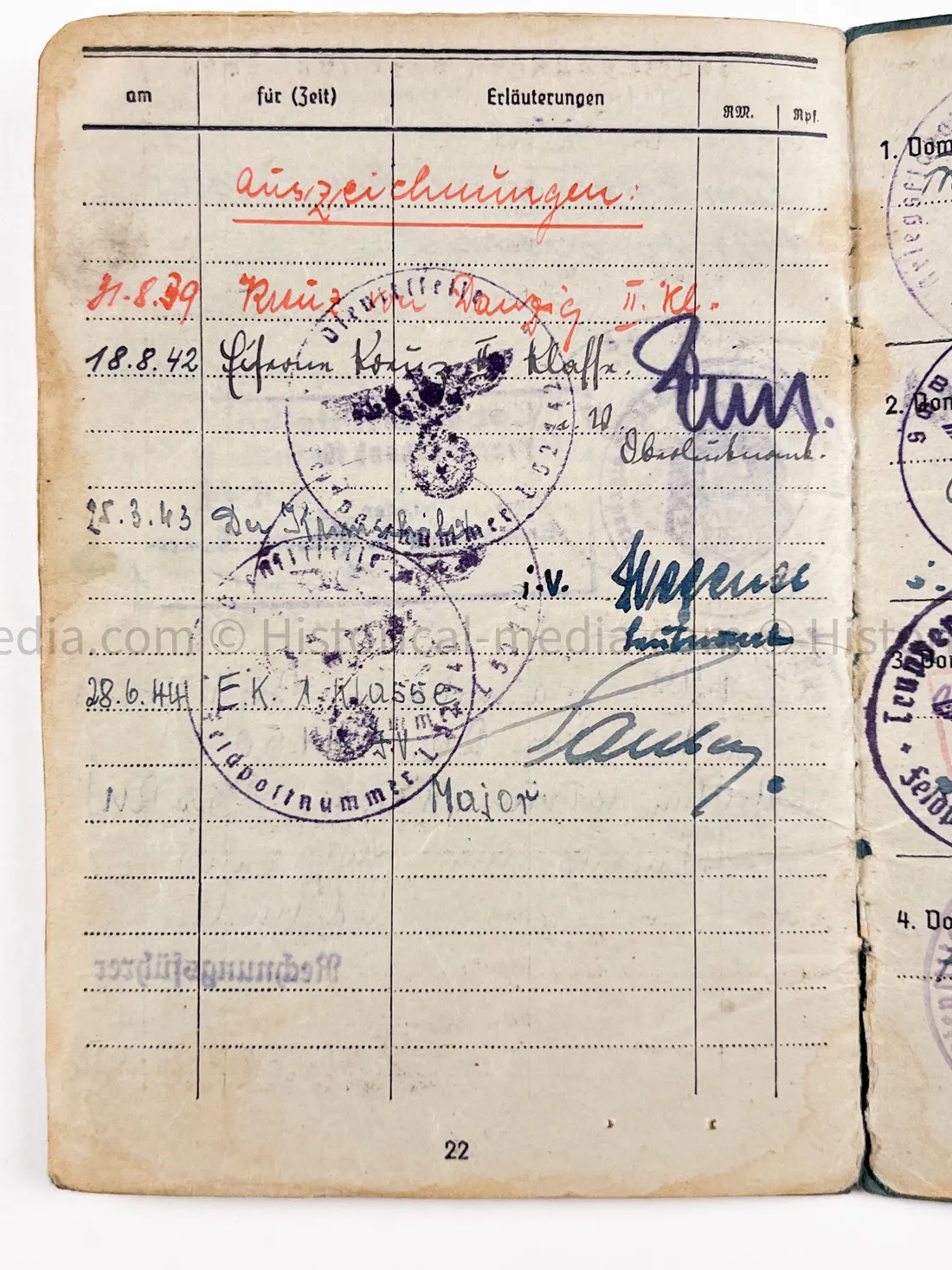 LUFTWAFFE OFFICER SOLDBUCH - FLAK ABTEILUNG Z.B.V. DANZIG - DANZIG KREUZ!