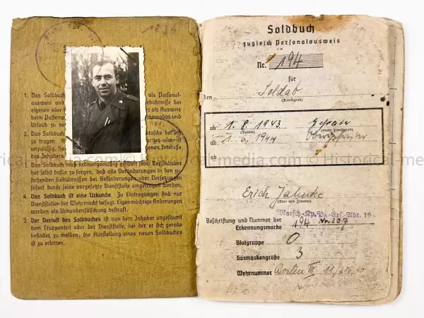 HEER SOLDBUCH - 1.(Sf.)/ PANZER JAEGER ABTEILUNG 376 - 376. INFANTERIE DIVISION