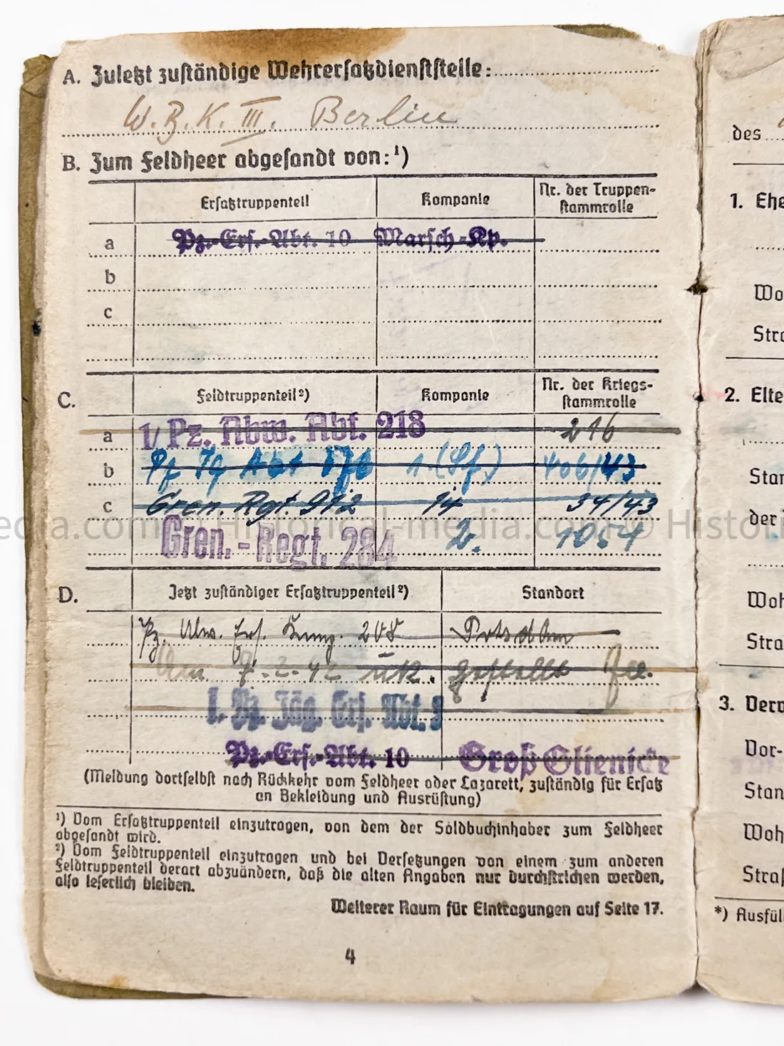 HEER SOLDBUCH - 1.(Sf.)/ PANZER JAEGER ABTEILUNG 376 - 376. INFANTERIE DIVISION