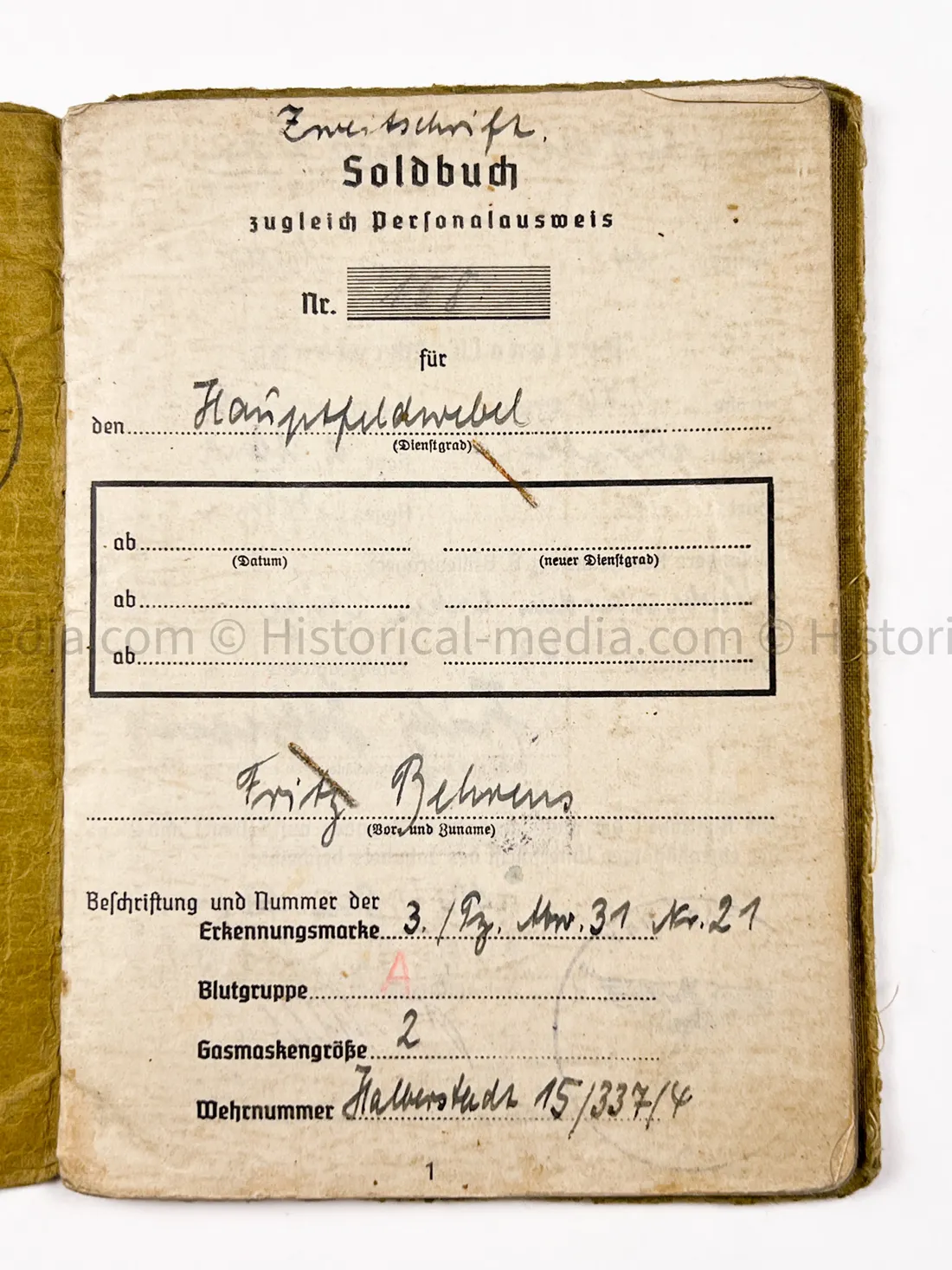 HEER SOLDBUCH - EK1 - STURMGESCHÜTZ - 18. PANZER-GRENADIER-DIVISION