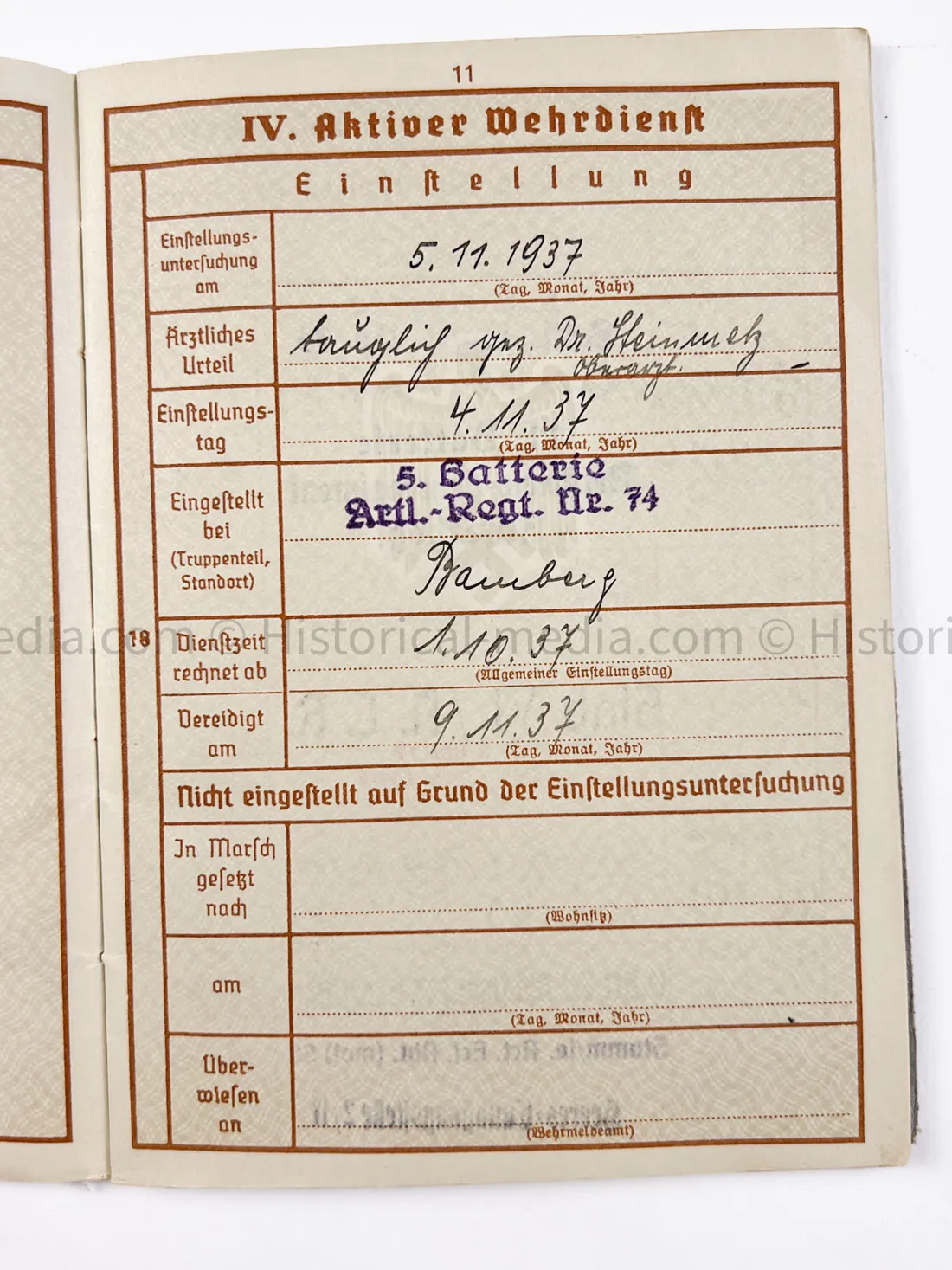 HEER WEHRPASS - ARTILLERIE LEHR REGIMENT 30.5 cm Mörser + 22. PANZER DIVISION